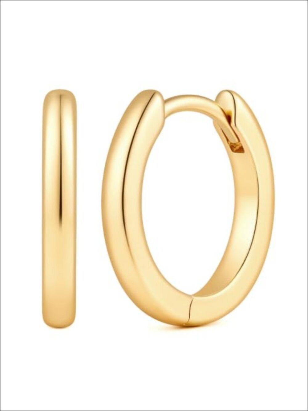 14K Gold Plated Hoop Earrings for Women Small Huggie 2mm Spring Clasp